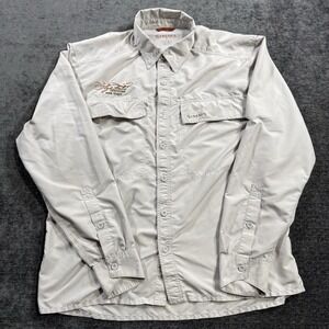 Simms Vented Shirt Men's Medium Ivory Long Sleeve Button Up Fly & Field Bend, OR
